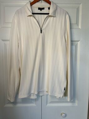 Ted Baker London quarter zip Cream Ribbed Knit lightweight long sleeve preppy